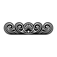 Art Deco Wave Border with Shell Motif, Black White. vector