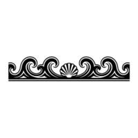 Elegant Black Wave Border with Seashell Element on White Background. vector