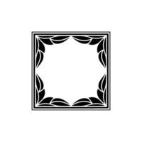 Elegant Black White Decorative Frame, Floral Border on White Background. vector