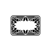 Elegant Floral Rectangular Frame, Black and White Decorative. vector