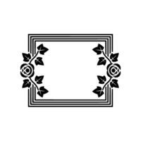 Elegant Black Floral Frame, Blank Center for. vector