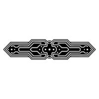 Abstract Tech Circuit , Black White Ornament. vector
