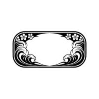 Elegant Japanese Wave and Sakura Frame Illustration. vector