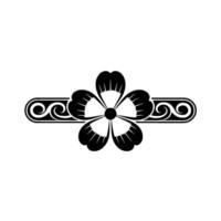 Elegant Black Gold Floral Element on White. vector