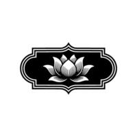 Elegant Black and White Lotus Flower Emblem on Soft Background. vector