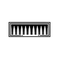 Minimalist Forest Black and White of Evergreen Trees in a Frame. vector