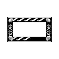 Elegant Coastal Frame Illustration with Seashells, Waves, and Seaweed. vector