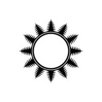 Minimalist Sunburst with Forest-Inspired Elements - Black and White. vector