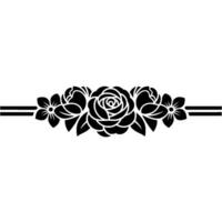 Minimalist Black Floral Border on White. vector