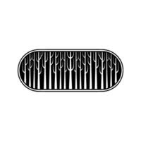 Minimalist Forest Silhouette in an Oval Frame - Black and White. vector