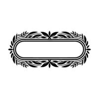 Elegant Black White Floral Frame Minimalist Element. vector
