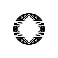 Abstract Tribal Circle Frame in Black and White, Minimalist. vector