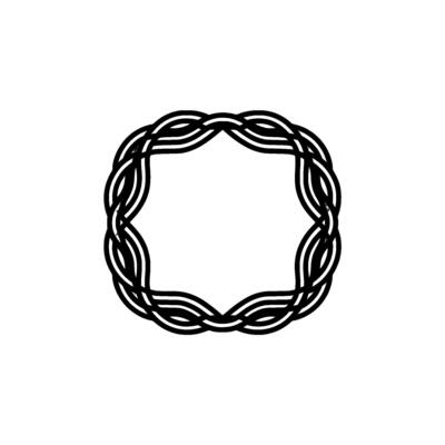 Abstract Braided Circle Frame on White Background.
