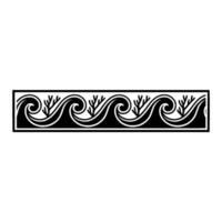 Abstract Wave Border Black White Geometric Ornament. vector