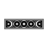 Celestial Border Moon and Star Pattern on White. vector
