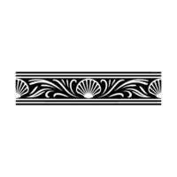 Elegant Seaside Border Seashells and Swirls, Black and White. vector