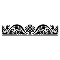 Minimalist Ocean Wave and Coral Ornament. vector