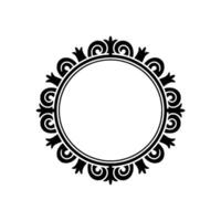 Elegant Circular Frame in Black with Swirls and Decorative Elements on White Background. vector