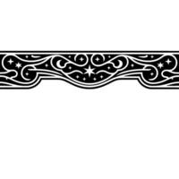 Celestial Ornament Border Stylized Stars and Moons on Black and White Background. vector