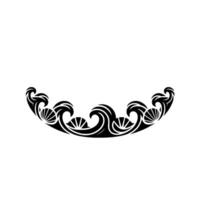 Elegant Wave Crest Black and White Decorative Element. vector