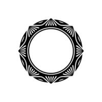 Elegant Black Decorative Circular Frame on White Background. vector