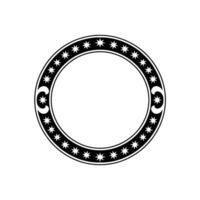 Black and White Star and Crescent Circle Frame. vector