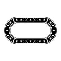 Celestial Oval Frame Moon Star Border, Minimalist Style. vector