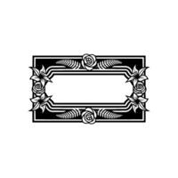 Elegant Floral Frame in Black and White, Label or Invitation. vector