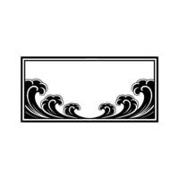 Japanese Wave Frame, Black White , Decorative. vector