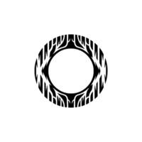 Abstract Black White Circle Emblem with Tree-like. vector
