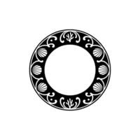Decorative Black and White Circle Ornament, Shells and Coral Motifs. vector