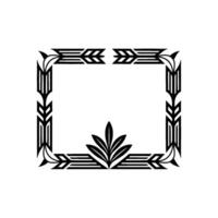 Art Deco Frame Illustration - Botanical Elegance, Black White, Minimalist. vector