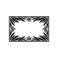 Elegant Black Leaf Frame on Light Gray, Decorative Border. vector