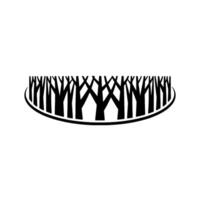 Minimalist Forest Silhouette Black Trees on a White Background. vector