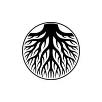 Root System Circle , Black and White Minimalist. vector