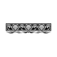 Elegant Black Shell Border on White, Geometric and Decorative. vector