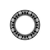Elegant Art Deco Circle with Shell Motif on White. vector