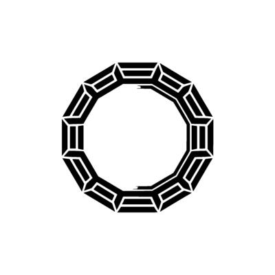 Geometric Decagonal Frame on White Minimalist Element.