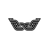 Abstract Intertwined Lines in Black and White. vector