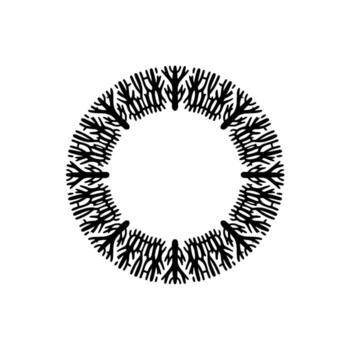 Black Tree-Branch Circle Motif on White Background. vector