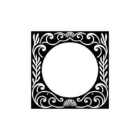Elegant Scrollwork Frame with Circle Decorative , Isolated on White. vector