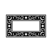 Ornate Black White Celestial Frame, Decorative Border Element, Elegant. vector