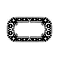 Celestial Decorative Frame in Black White - Stars, Moons, Minimalist, Border. vector