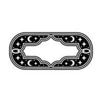 Celestial Ornament Frame Black White Element. vector