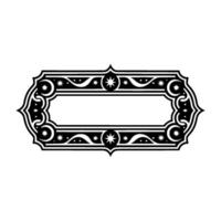 Elegant Black White Ornamental Frame with Stars. vector