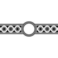 Ornamental Black and White Band with Sunbursts and Circles. vector