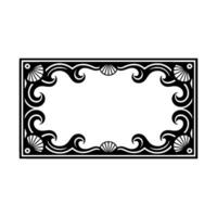 Elegant Sea-Inspired Frame , Black and White, Ornamental Border. vector