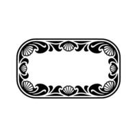 Elegant Art Deco Frame with Shell Motifs, Black White. vector