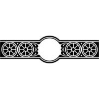 Elegant Silver and Black Decorative Border with Wheel Motifs. vector