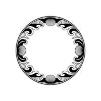 Elegant Art Deco Circle Frame with Seashell Accents. vector